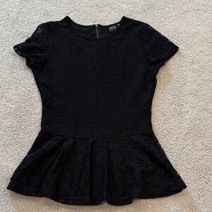 Saks Fifth Avenue Black Label Elegant Black Lace Top